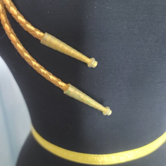 Vintage Western Style Bolo Tie Agate Stone Rhodochrosite Gemstone Cabochon Bezel - Picture 6 of 8